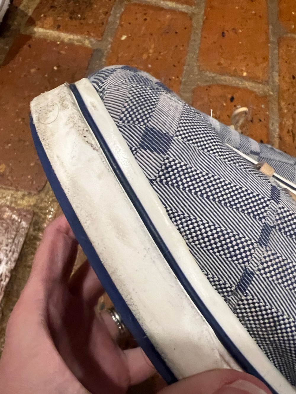 Burberry Unisex Blue Check Canvas Sneakers with Tan Laces - Picture 6 of 13